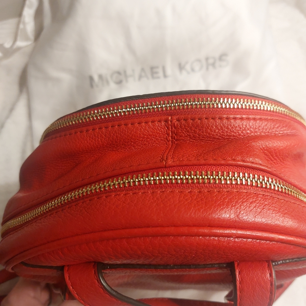 Michael Kors Red Rhea Leather Backpack - Picture 9 of 16
